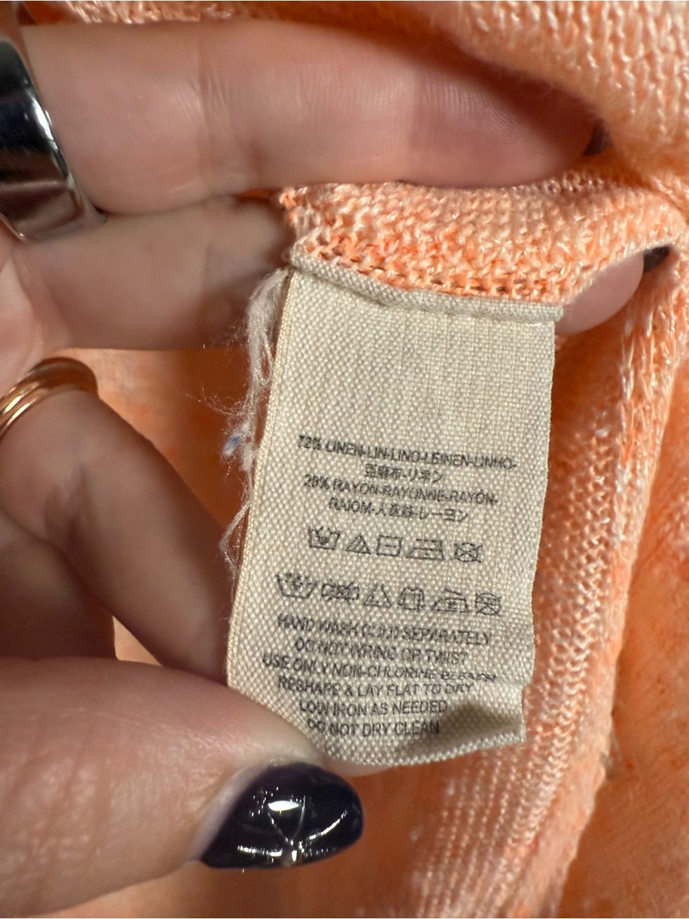 Free People Linen Blend High Low Orange Top Size Large - Picture 9 of 10